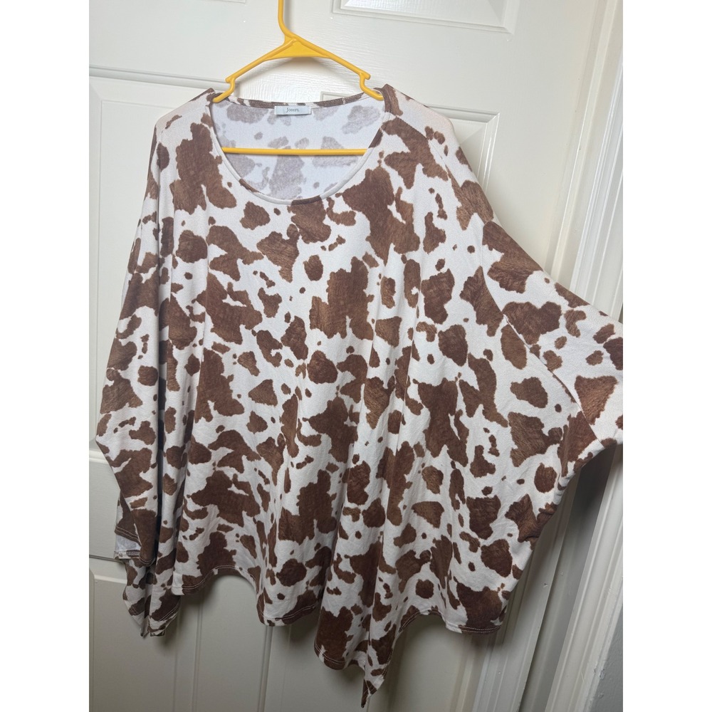 Jodifl Womens Cow Print Oversized Poncho Top Size Small
